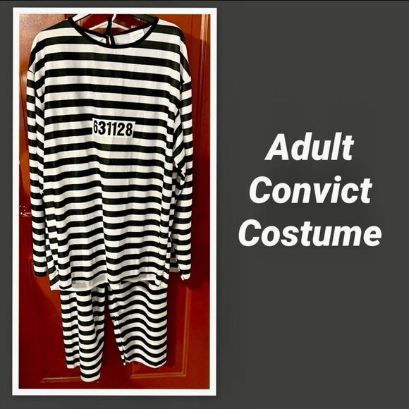 PRISON BREAK CONVICT PRISONER ADULT HALLOWEEN COSTUME - Picture 1 of 3